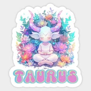 Cosmic Taurus Kawaii Zen Garden Zodiac Sign Birthday Sticker